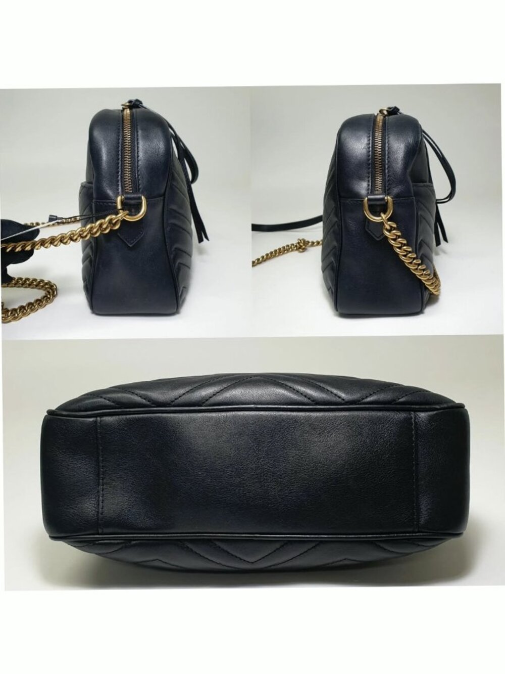 Authentic Gucci GG Marmont Small Camera Bag Black Leather Matelassé Crossbody - Picture 8 of 11